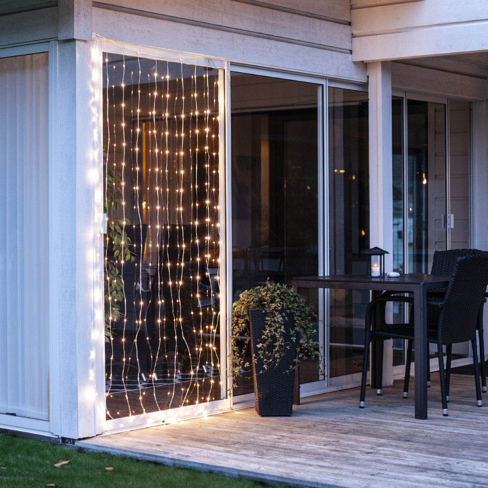 2000 db meleg fehér fényű, mini LED fénnyel szerelt, karácsonyi fényfüggöny