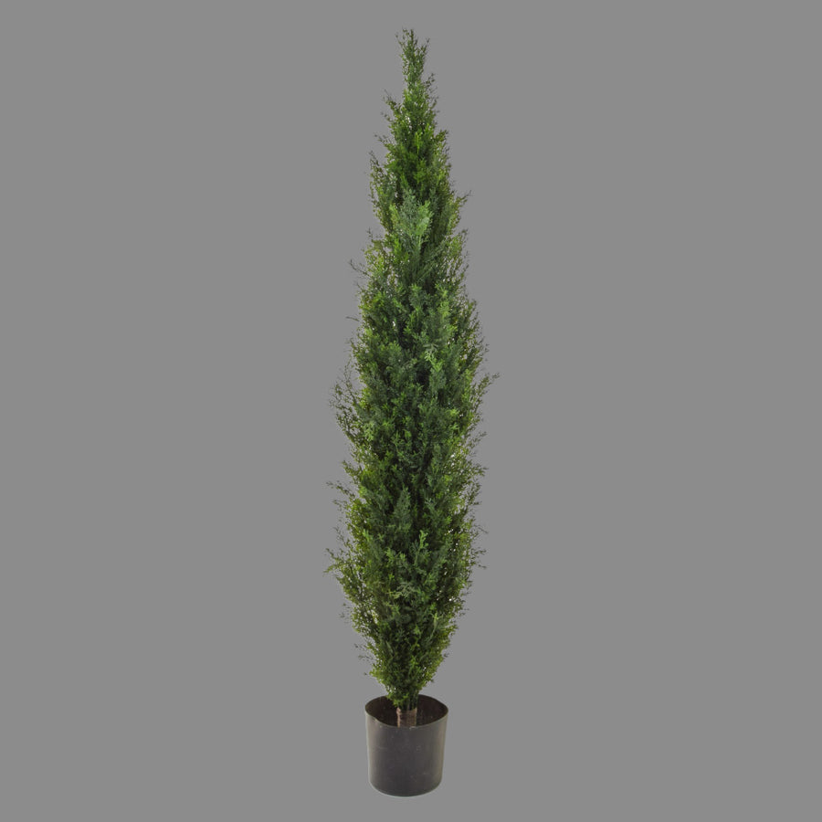 Élethű megjelenésű, UV-álló kialakítású, 150 cm magas, zöld színű cédrusfenyő műnövény