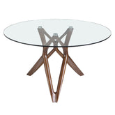 Kortárs stílusú, kőrisfából készült, dizájn étkezőasztal edzett üveglappal.