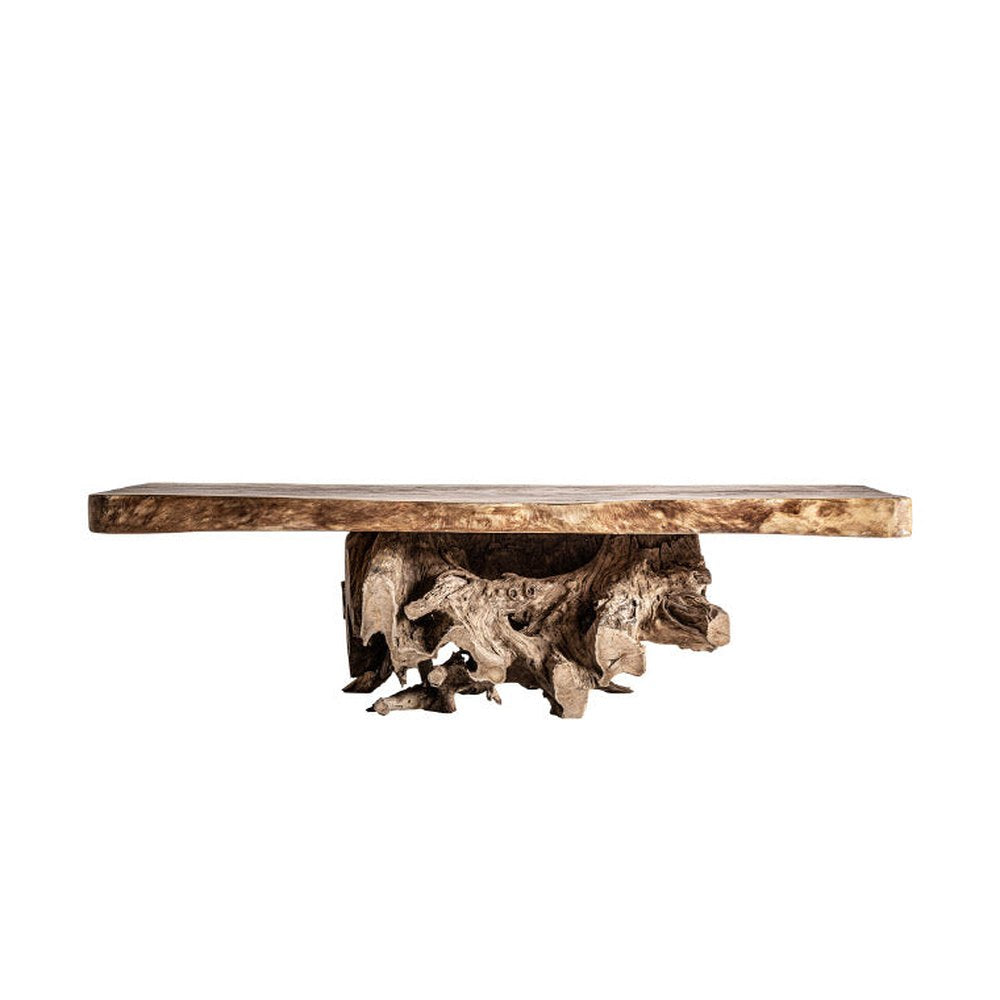 suarfa törzséből készült törzsi stílusú, nagy méretű organikus dohányzóasztal