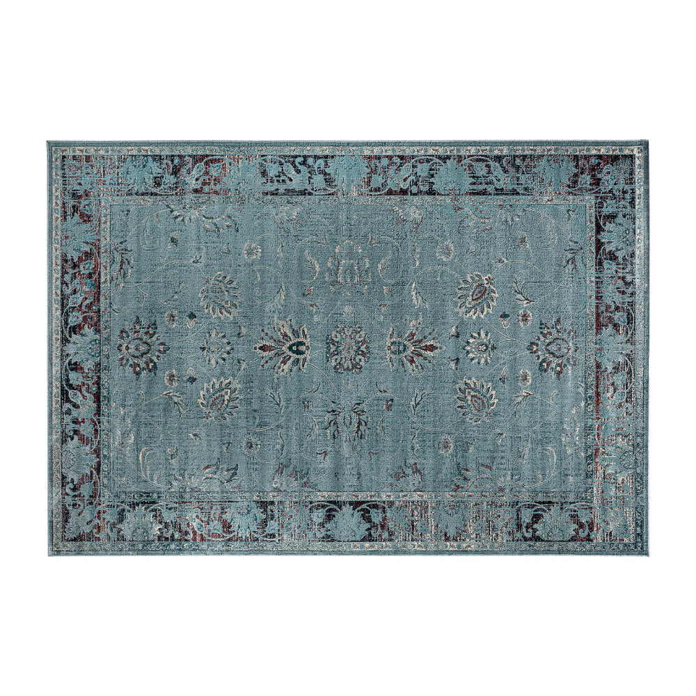 Suyay türkiz szőnyeg 230x160 cm – teljes felülnézet, virágmotívumos mintázat