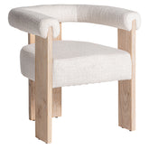 Kortárs stílusú, natúr színű, tölgyfa karosszék buklé hatású szövettel.