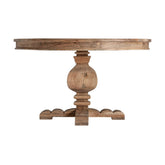 Nagyméretű, koloniál stílusú, mangófából készült, natúr színű, kör alakú étkezőasztal