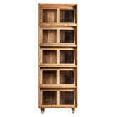 Kortárs stílusú, natúr színű, újrahasznosított fenyőfából készült, vitrines, display szekrény