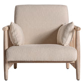 Vidéki kortárs stílusú, natúr színű, bukléhatású pamuttal kárpitozott, nyírfa fote