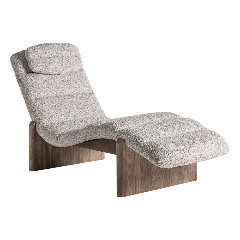 Jacquard relax fotel buklé kárpittal és natúr nyírfa lábbal – perspektivikus nézet