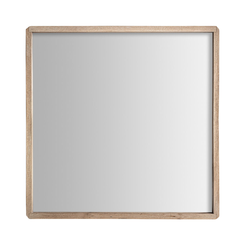 Jacquard falitükör elölnézet – natúr mangófa keret 90 × 90 cm