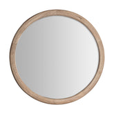 Jacquard kör alakú falitükör elölnézet – natúr mangófa keret 98 cm átmérővel