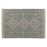 Kék és bézs juta-pamut szőnyeg 300x200 cm – teljes felülnézet, Kozakura kollekció