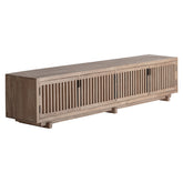 Gàbia natúr mangófa TV-állvány lamellás ajtófronttal, világosbarna felülettel