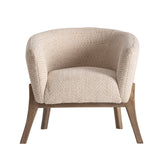 Liermo fotel elölnézet – világosbarna pácolt mangófa váz, natúr jutaszőttes kárpit