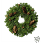 Zöld színű, mű jegenyefenyő koszorú.