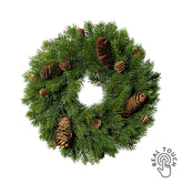 Zöld színű, mű jegenyefenyő koszorú.