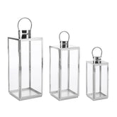 Ezüstszínű rozsdamentes acélból készült, 3 darabos lámpásszett.