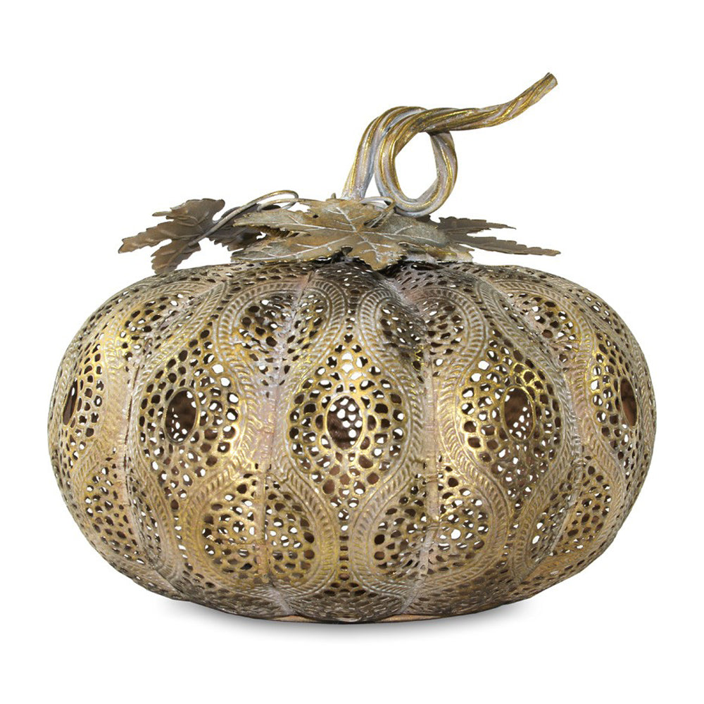 Antique Metals aranyszínű fém töklámpás áttört mintával Ø29 cm – elölnézet