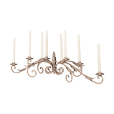 Antikolt felületű, krémszínű, 8 ágú, fém gyertyatartó.