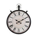 Vintage stílusú, fémből valamint műanyagból készült, fekete és krémszínű falióra.