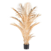 Aranyszínű, 145 cm magas mű aranypálma fekete kaspóban, glamour stílusban.