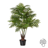 ARECA zöld mű aranypálma 110 cm magas fekete kaspóban, Real Touch kivitelben, teljes növény fotó fehér háttérrel