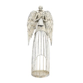 Art Ferro antikolt krémszínű fém angyal figura 53 cm magas, rusztikus stílusban