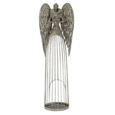 Art Ferro antikolt szürke fém angyal figura 71 cm magas, rusztikus stílusban