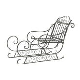 Art Ferro nagy antik szürke fém dekor szán oldalnézetből, fehér háttéren, elegáns rusztikus kialakítással.