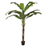 Élethű 180 cm magas mű banánfa fekete kaspóban, trópusi stílusban