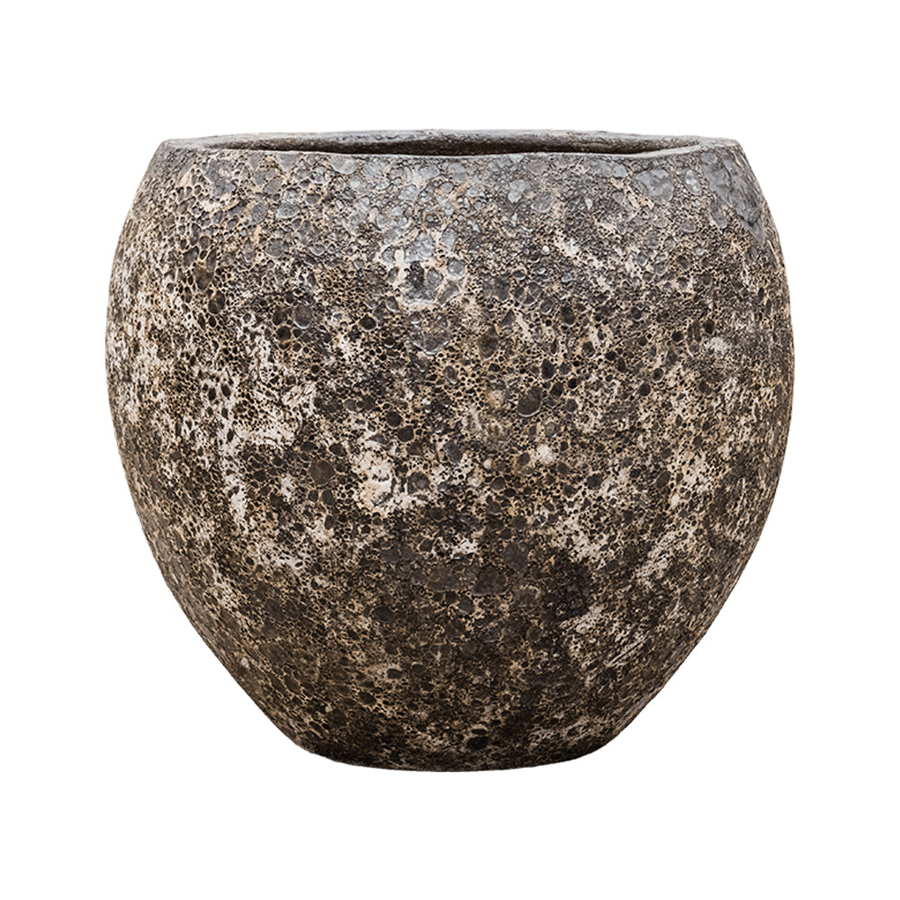 BAQ Lava Balloon Relic Black kerámia kaspó 60 cm – mély tónusú, rusztikus felületű, prémium kaspó kézzel formálva