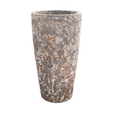 Magas, rusztikus kerámia kaspó rozsdás fémhatással, BAQ Lava kollekció, 85 cm-es méretben