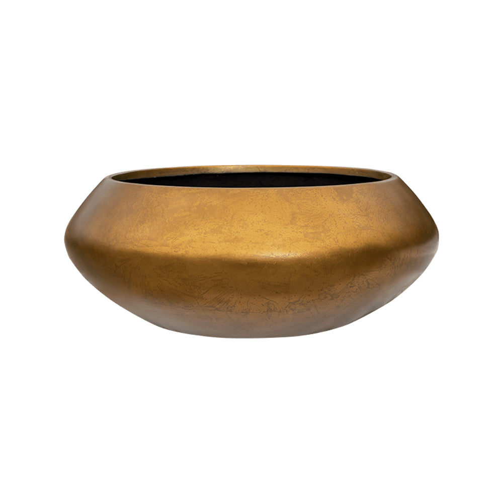 BAQ Metallic Bowl UFO matt honey kaspó 55 cm-es kivitelben, modern arany felülettel