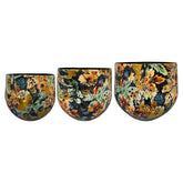 3 darabos, őszi hangulatú, fém design kaspó szett.