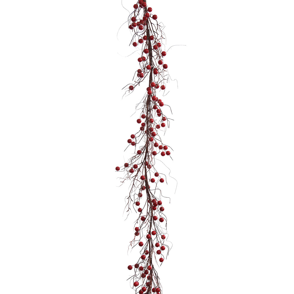 Bordó bogyókkal díszített, 130 cm hosszú rusztikus mű girland.