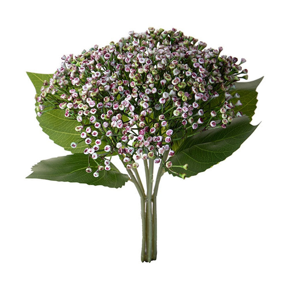 Lila színű bimbós mű hortenzia csokor.