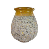 BIOT provence csepp formájú kerámia kaspó 70 cm sárga mázas peremmel, antikolt felületű kaspó