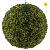 LED-es, UV-álló, zöld színű, dekorációs mű buxus labda.