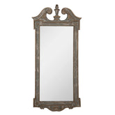 Casa Roma antikolt faragott fa falitükör 145 cm magas, barokk stílusú ívelt felső résszel.