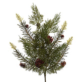 Élethű cédrusfenyő műág 43 cm, sűrű tűlevelekkel és dísztobozokkal, téli dekorációhoz.