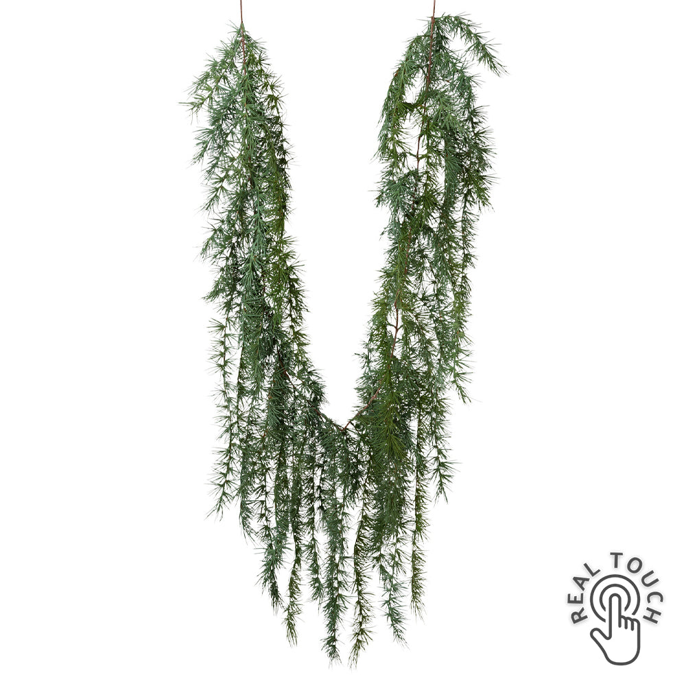 Zöld színű, mű cédrusfenyő girland.