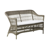 Antikszürke színű, 2 személyes műrattan kerti kanapé.