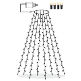 Meleg fehér fényű, 160 LED-es karácsonyfa izzó.