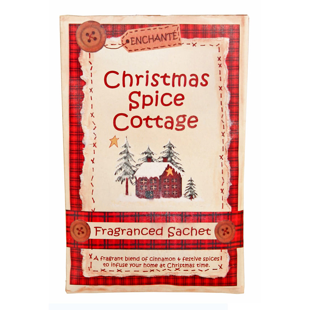 Christmas Spice Cottage karácsonyi fűszer illatú akasztható illattasak piros kockás dizájnnal