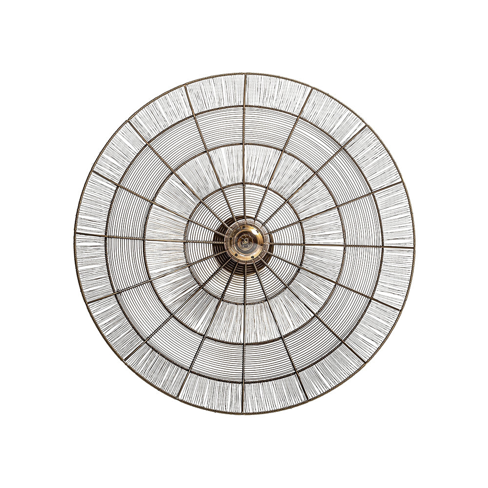 Circle fém design falilámpa elölnézetből, bronz színű, art deco stílusú fém huzalszerkezettel, 60 cm-es átmérővel.