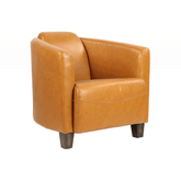 Cserszínű valódi marhabőrrel kárpitozott kis méretű klubfotel.