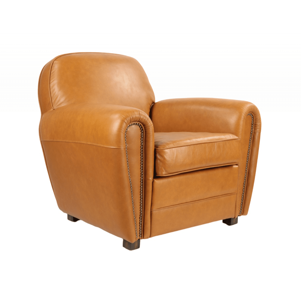 Cserszínű valódi marhabőrrel kárpitozott klubfotel.