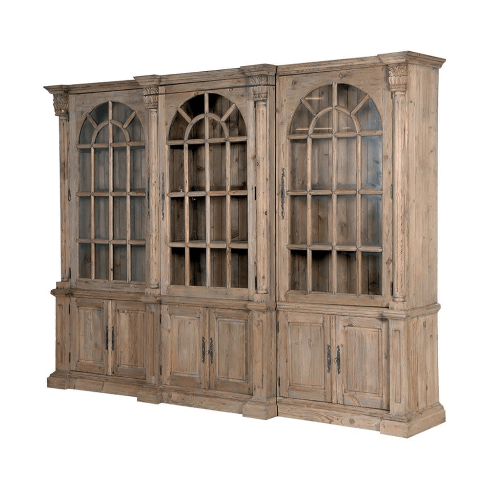 Háromosztatú kézműves vitrines könnyszekrény.