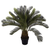 93 cm magas mű cikász pálma fekete kaspóban, trópusi stílusban