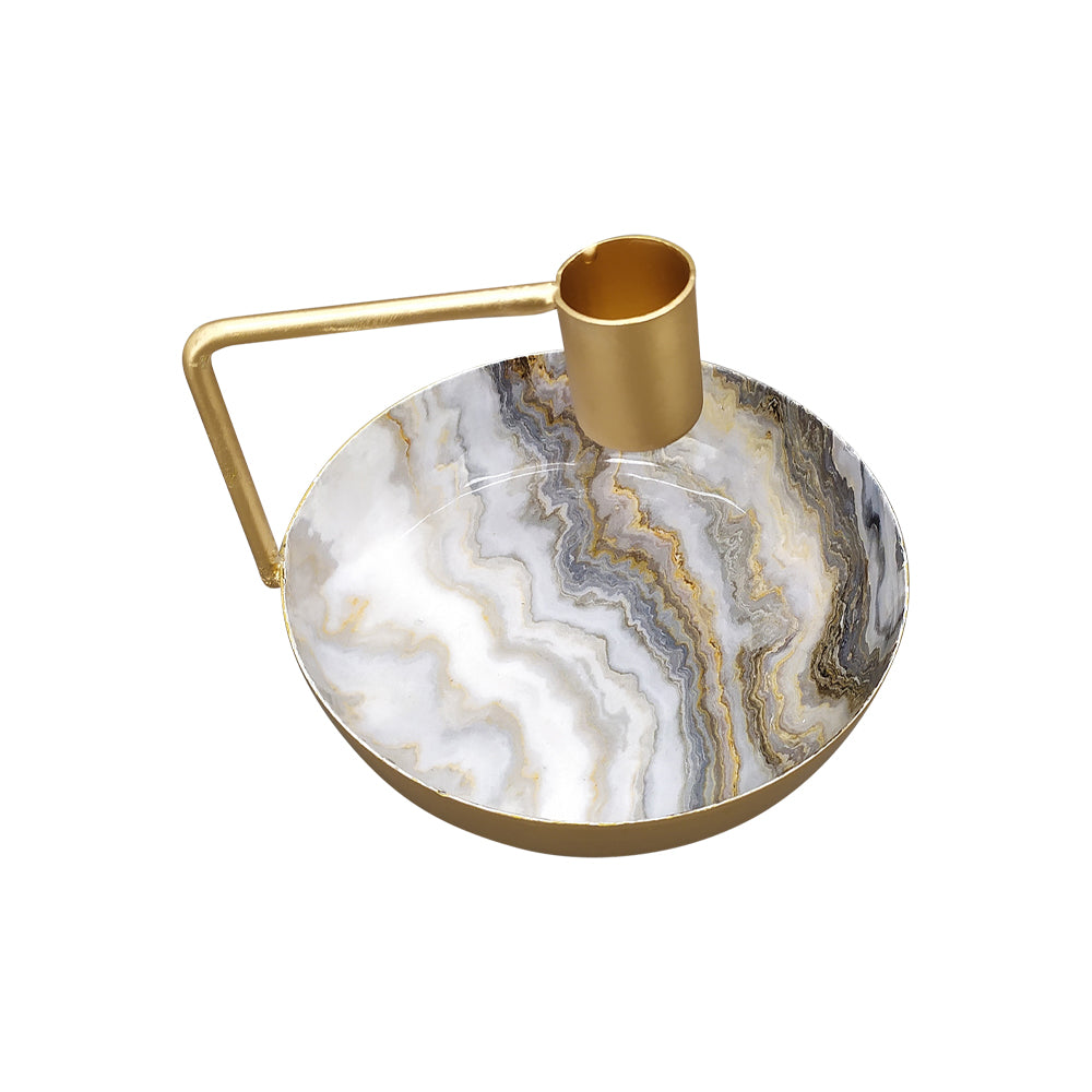 Fémből készült, márvány mintás kézműves design gyertyatartó.