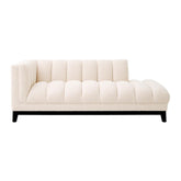 Krémszínű buklé szövettel kárpitozott, prémium minőségű, formatervezett design szófa.