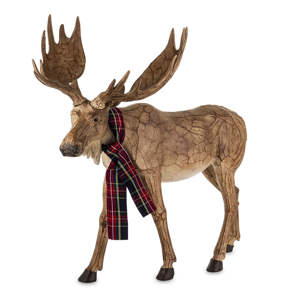 Natúr színű, faragott fa hatású szarvas figura 66 cm – Dost kollekció, teljes alak