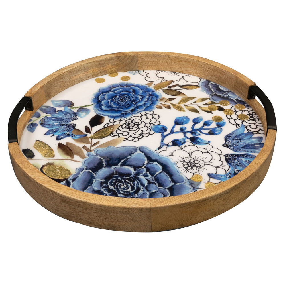 Mangófából és fémből készült design tálca.